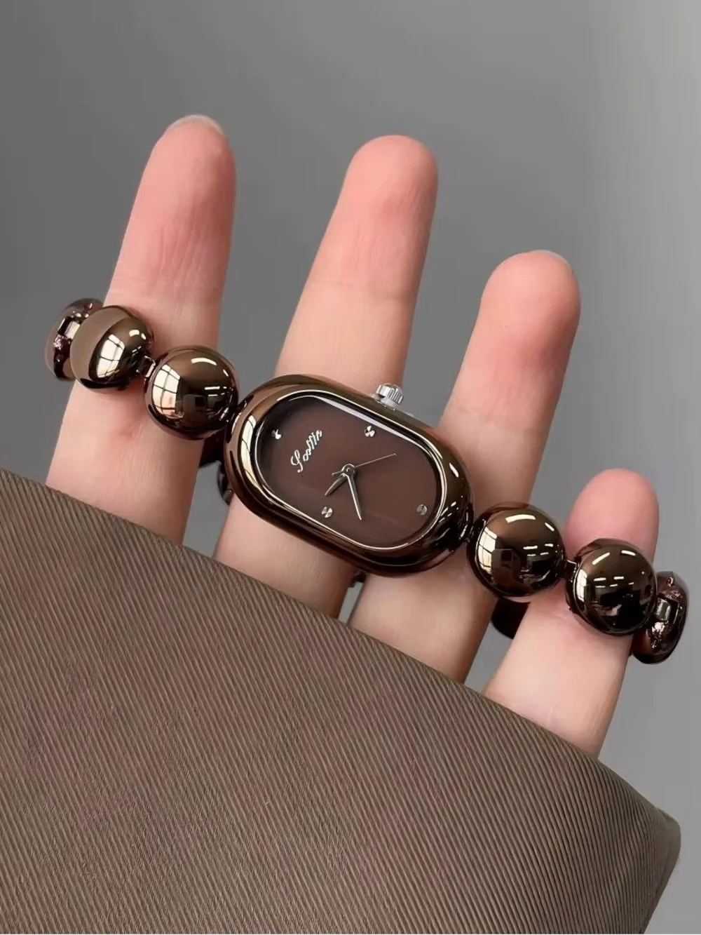 Chocolate Brown Beaded Watch